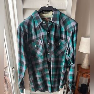 Men's Green and Black Plaid Button Down Shirt